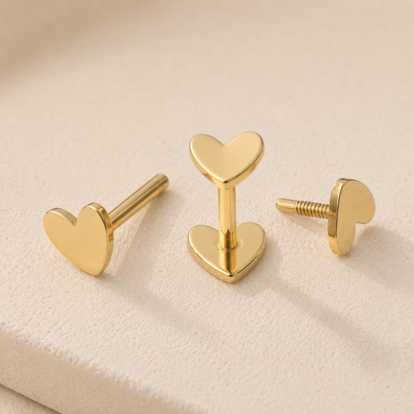 14K Gold Filled Flat Back Studs · Star Heart Smiley Flower · Earrings for Kids Hypoallergenic