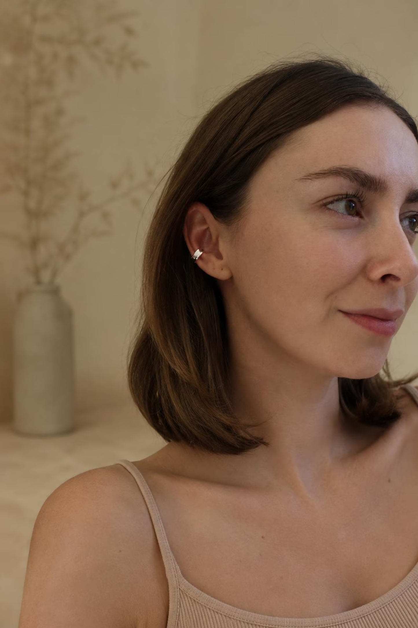 Thick Irregular 925 Sterling Silver Gold Simple Adjustable Ear Cuff