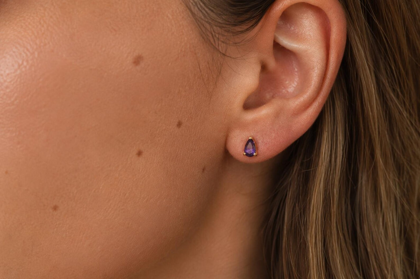 Tiny 18k Gold Studs Earrings AAAAA Zirconia · Birthstone Gemstones Earrings