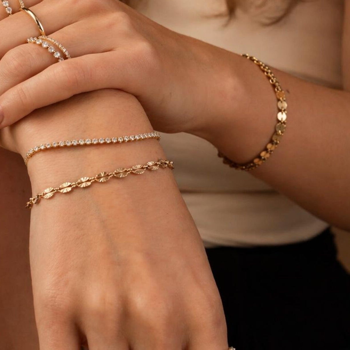 14k Gold Filled Chunky Bracelet · Sunburst Sequin Custom Length Chain