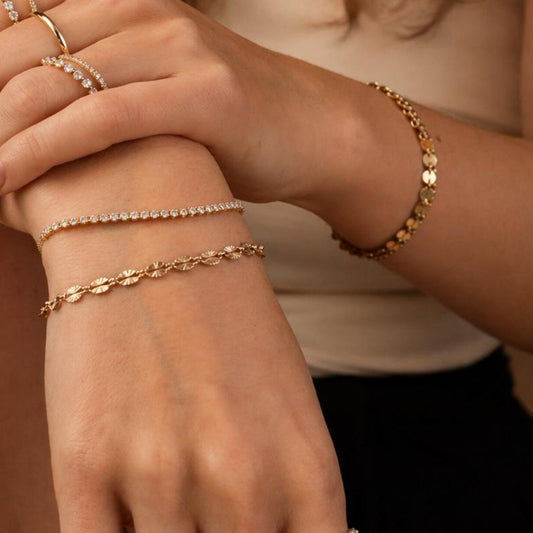 14k Gold Filled Chunky Bracelet · Sunburst Sequin Custom Length Chain