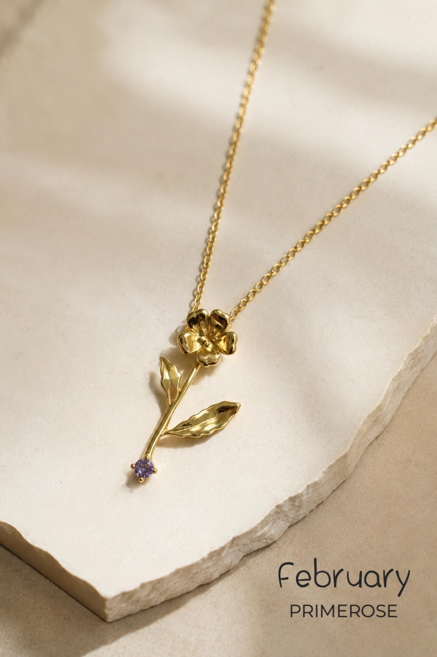 18K Gold Birth flower Necklace · Dainty Gold Jewelry · Birthstone Diamond Flower Necklace · Stackable Necklace · Birthday Gift For Her