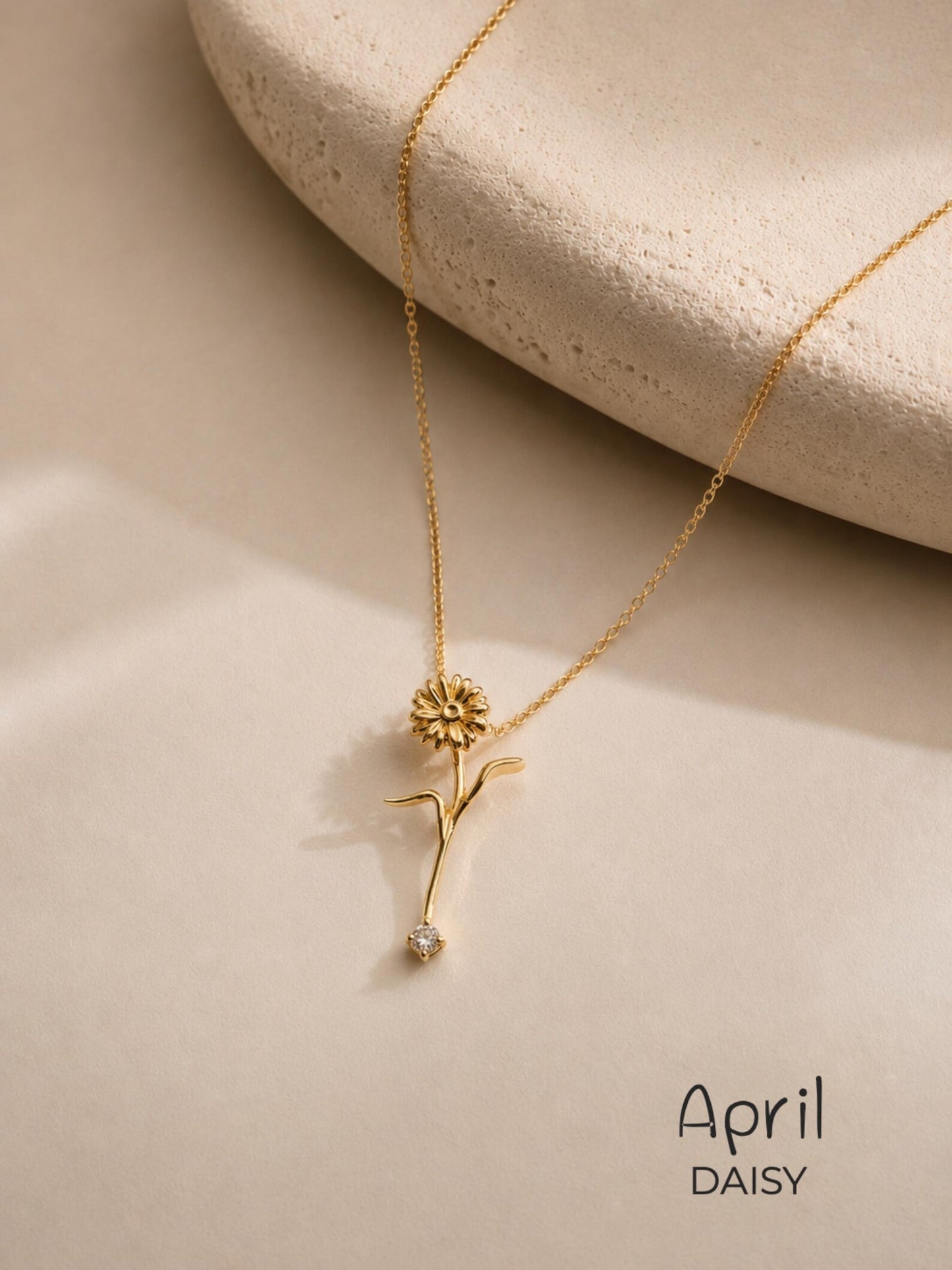 18K Gold Birth flower Necklace · Dainty Gold Jewelry · Birthstone Diamond Flower Necklace · Stackable Necklace · Birthday Gift For Her
