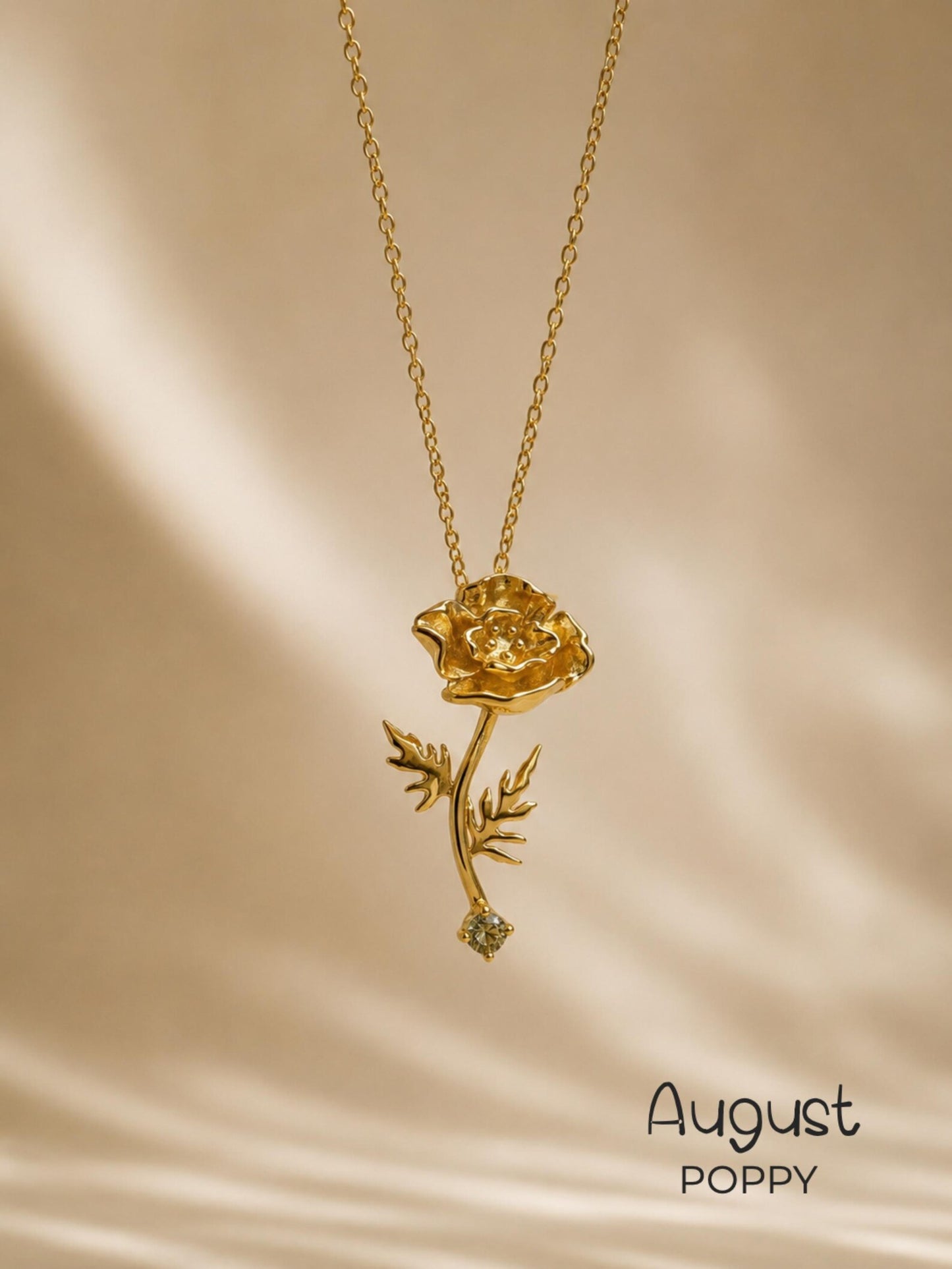 18K Gold Birth flower Necklace · Dainty Gold Jewelry · Birthstone Diamond Flower Necklace · Stackable Necklace · Birthday Gift For Her