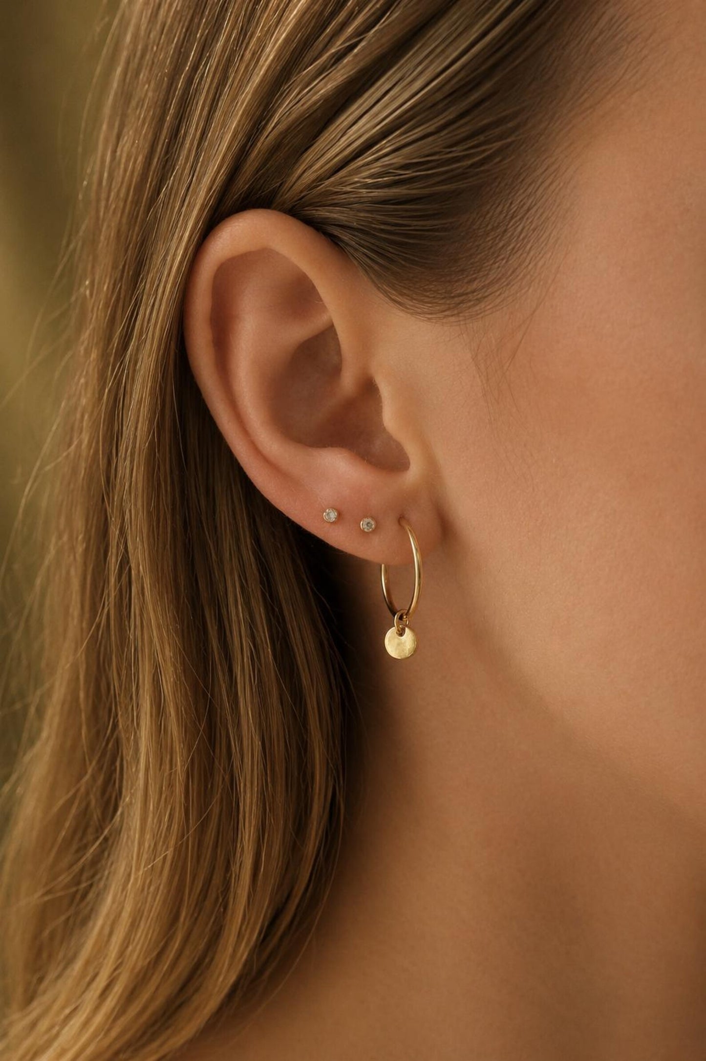 INSTINCT - 14k Gold Filled Hoops · 16mm · Coin Dangling Charm Earrings