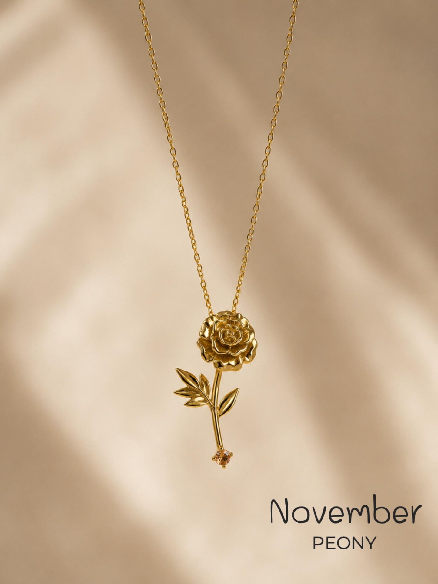 18K Gold Birth flower Necklace · Dainty Gold Jewelry · Birthstone Diamond Flower Necklace · Stackable Necklace · Birthday Gift For Her