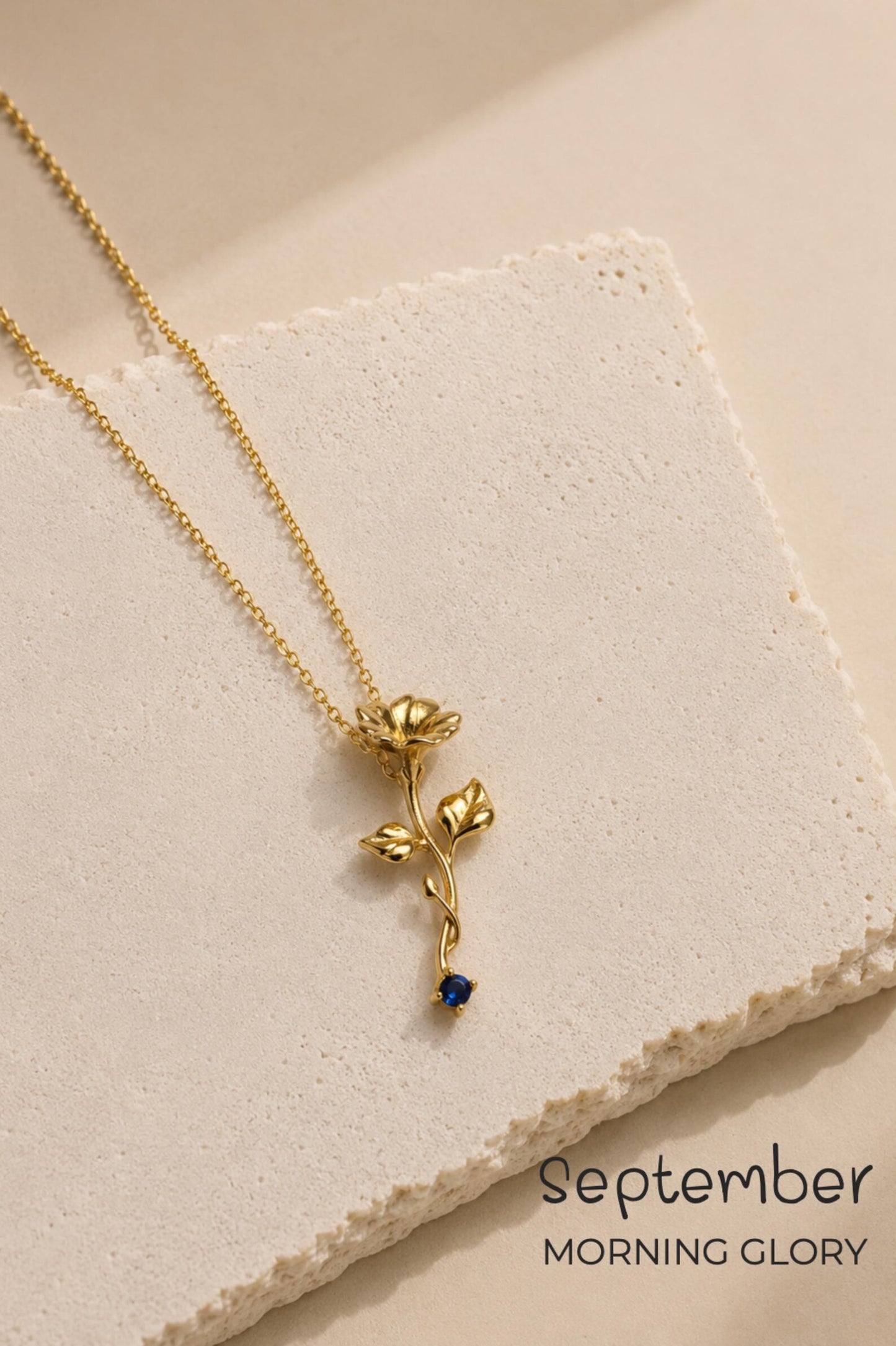18K Gold Birth flower Necklace · Dainty Gold Jewelry · Birthstone Diamond Flower Necklace · Stackable Necklace · Birthday Gift For Her