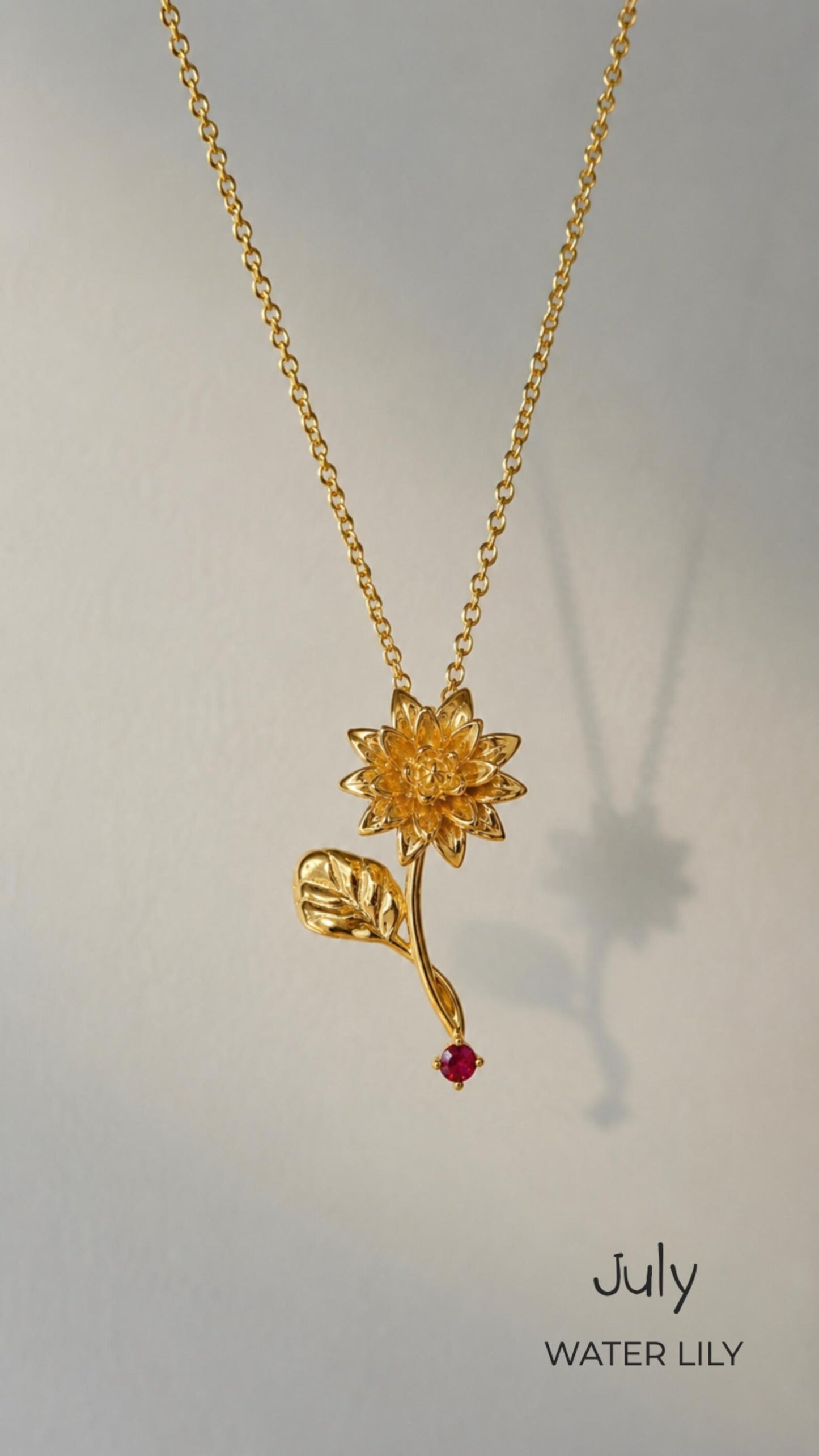 18K Gold Birth flower Necklace · Dainty Gold Jewelry · Birthstone Diamond Flower Necklace · Stackable Necklace · Birthday Gift For Her