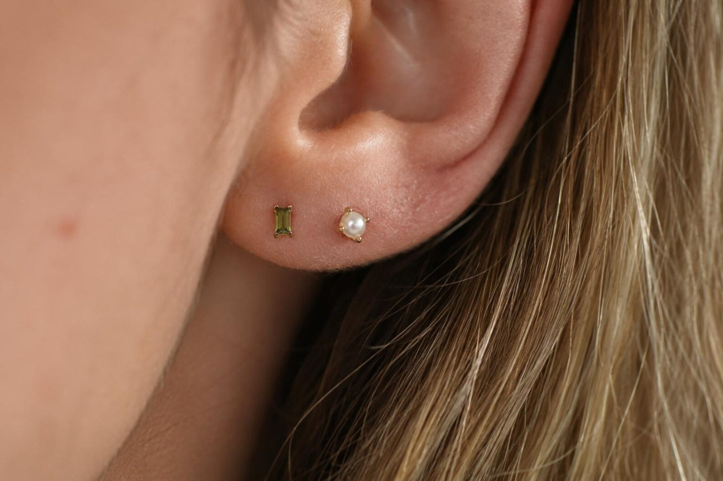 Tiny 18k Gold Studs Earrings AAAAA Zirconia · Birthstone Gemstones Earrings