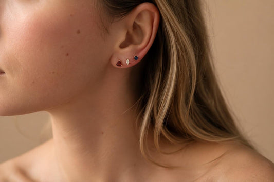Tiny 18k Gold Studs Earrings AAAAA Zirconia · Birthstone Gemstones Earrings