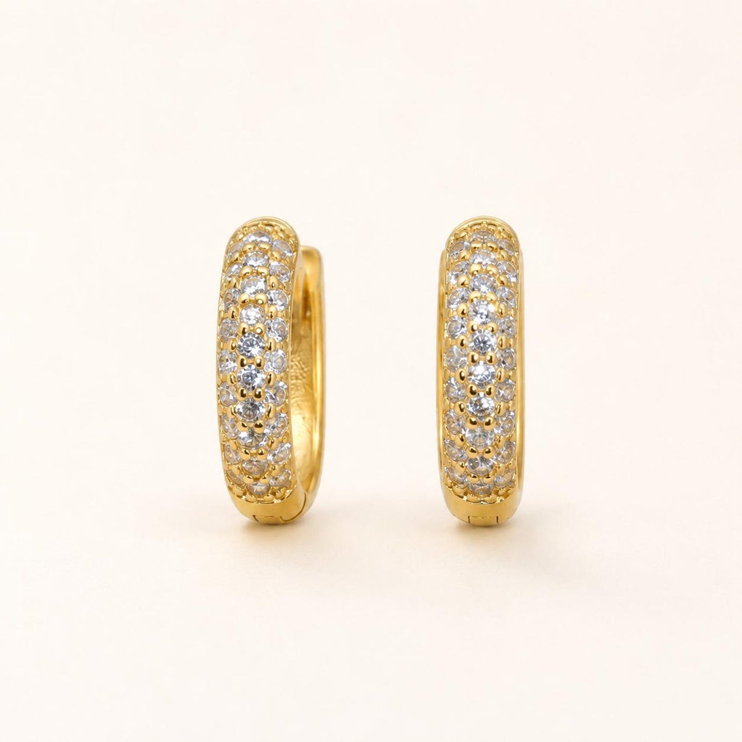 Pave Diamond Hoops ∙ 18k Gold 925 Sterling Silver ∙ 10mm
