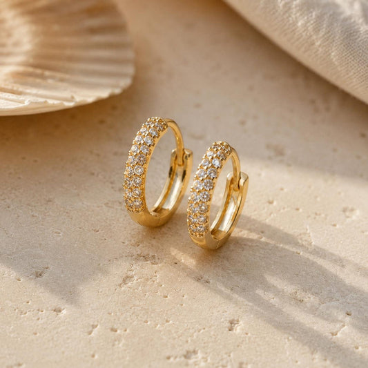 Pave Diamond Hoops ∙ 18k Gold 925 Sterling Silver ∙ 10mm