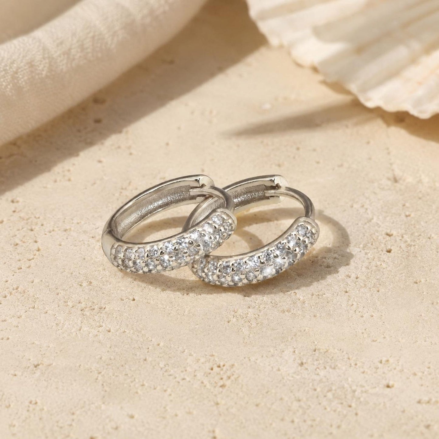 Pave Diamond Hoops ∙ 18k Gold 925 Sterling Silver ∙ 10mm