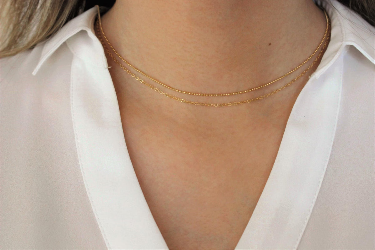 14K Gold Filled Double White Teardrop Necklace · Minimalist Dainty Pendant · Marquise Necklace