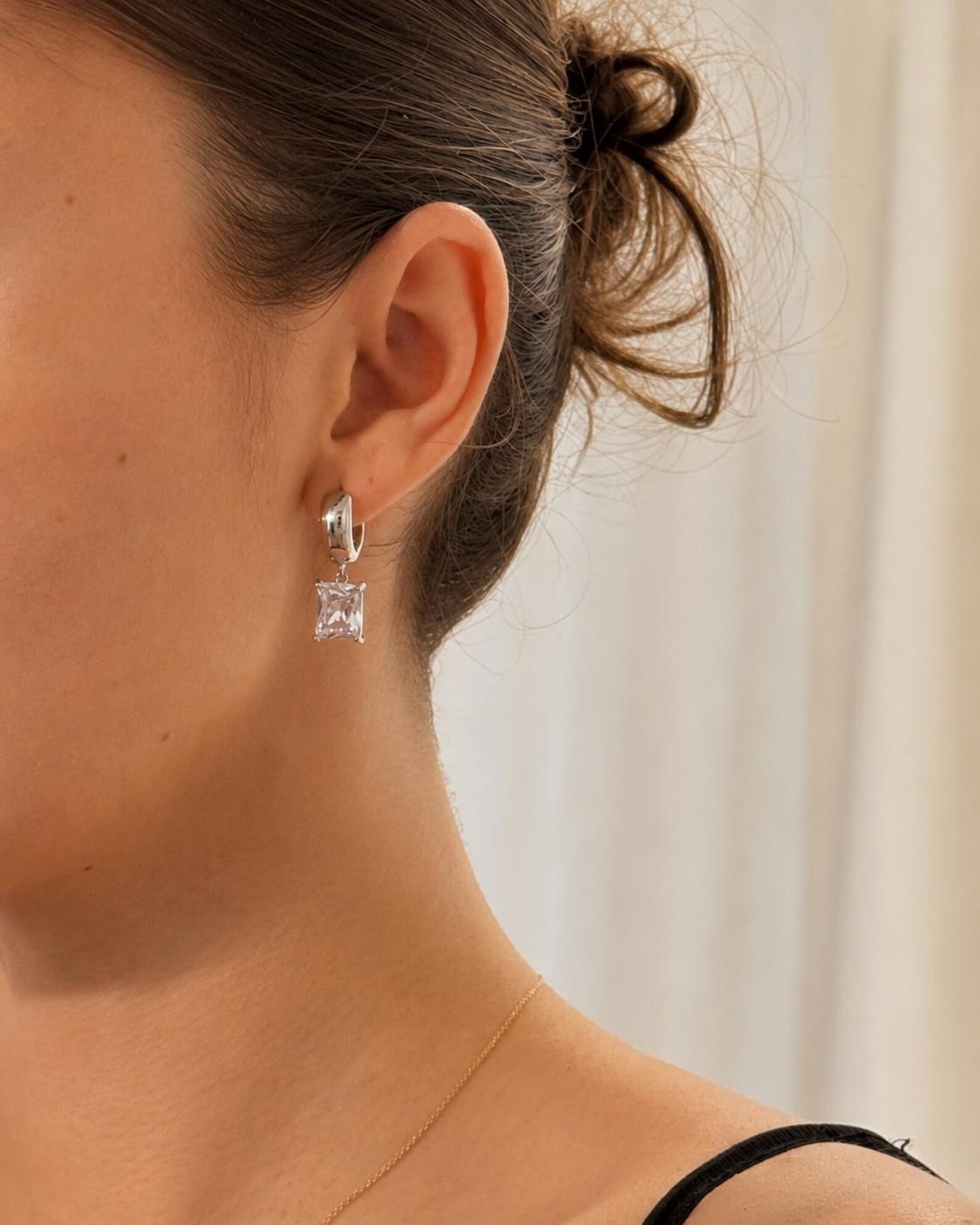 EMMA Earrings in Silver Plated ∙ Emerald Cut Earrings ∙ Sparkling Drop Earrings