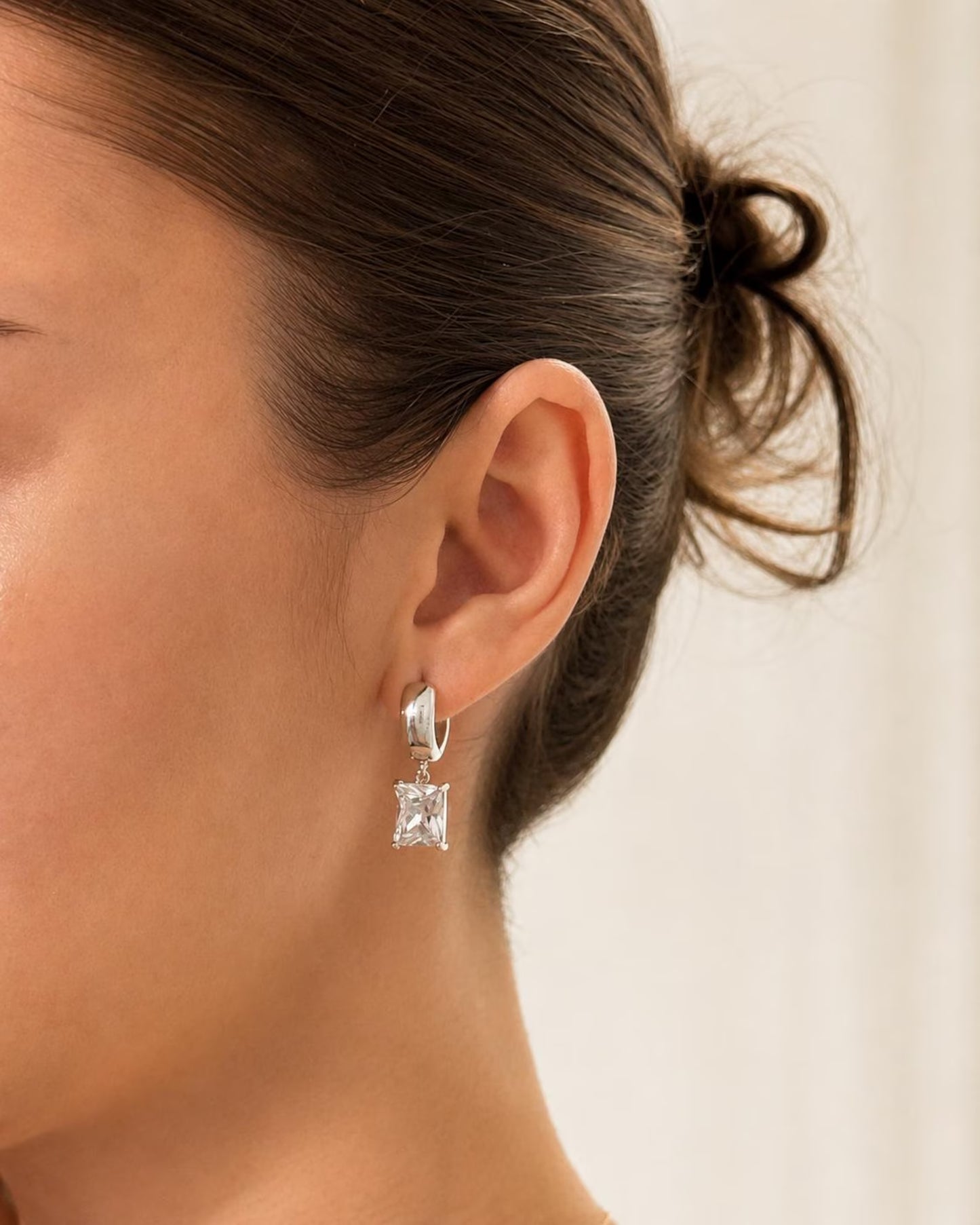 EMMA Earrings in Silver Plated ∙ Emerald Cut Earrings ∙ Sparkling Drop Earrings