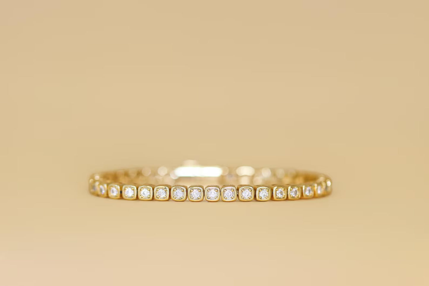 18k Gold Plated Square Tennis Bracelet for Women