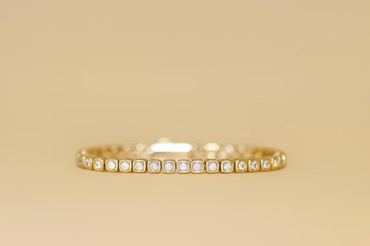 18k Gold Plated Square Tennis Bracelet for Women