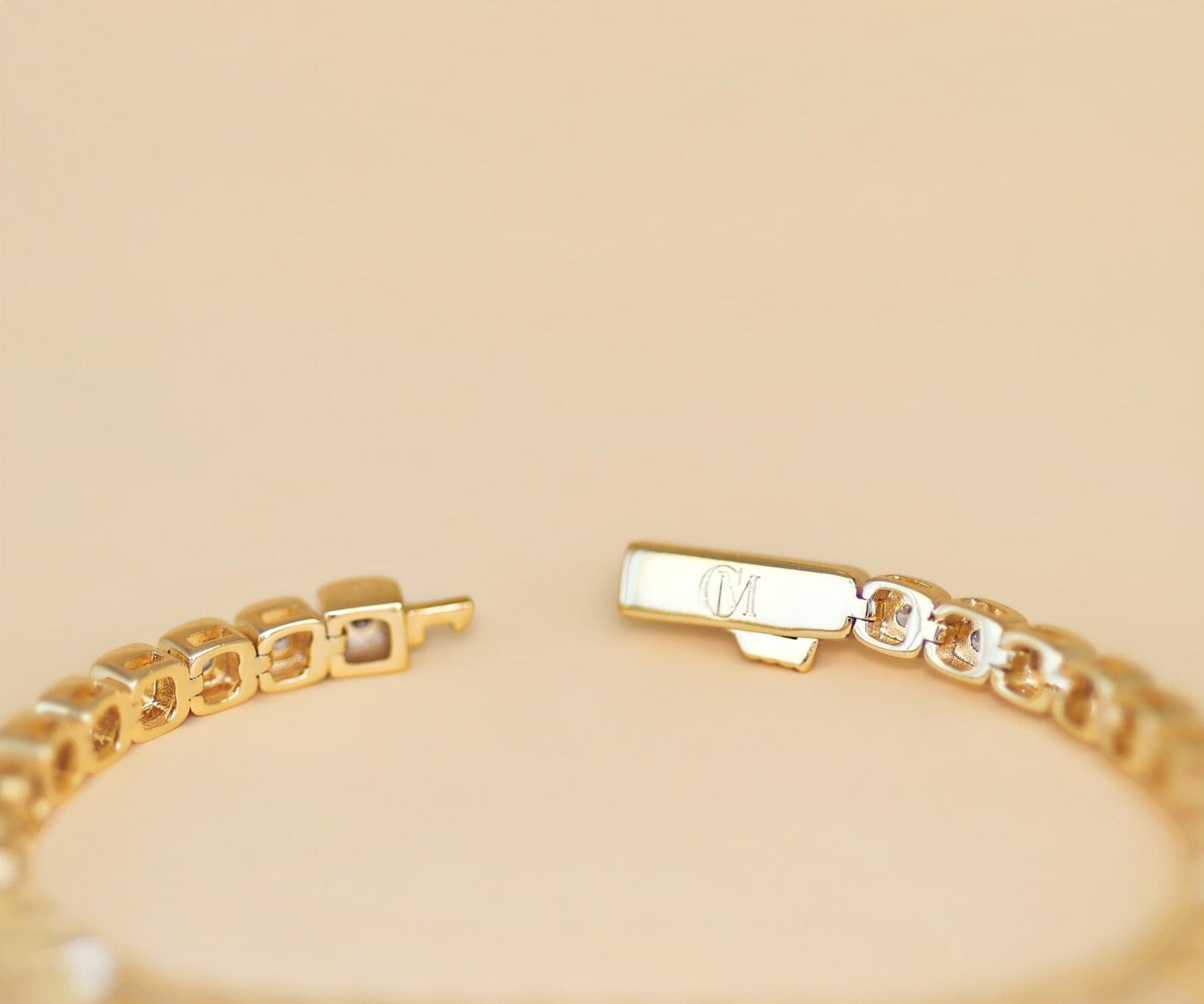 18k Gold Plated Square Tennis Bracelet for Women
