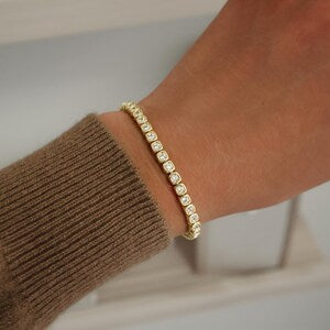 18k Gold Plated Square Tennis Bracelet for Women
