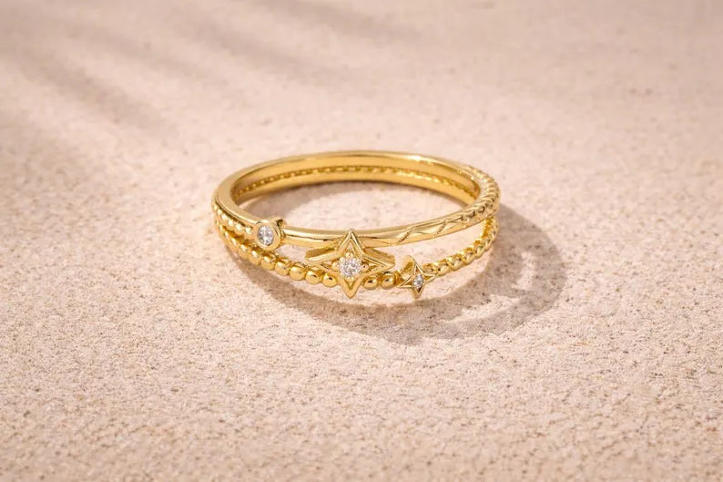 925 Star Celestial Double Ring Constellation Stars Cluster
