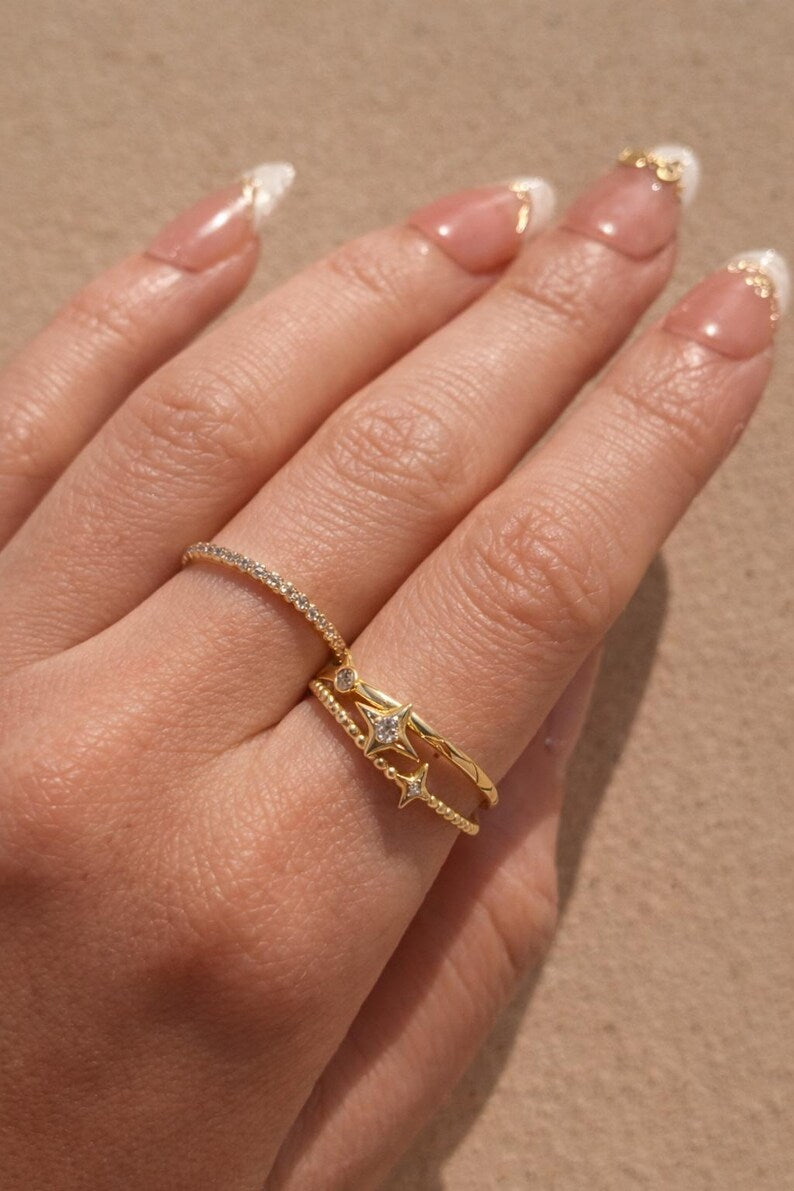 Paved Diamond Eternity Band Ring in 925 Sterling Silver 18k Gold
