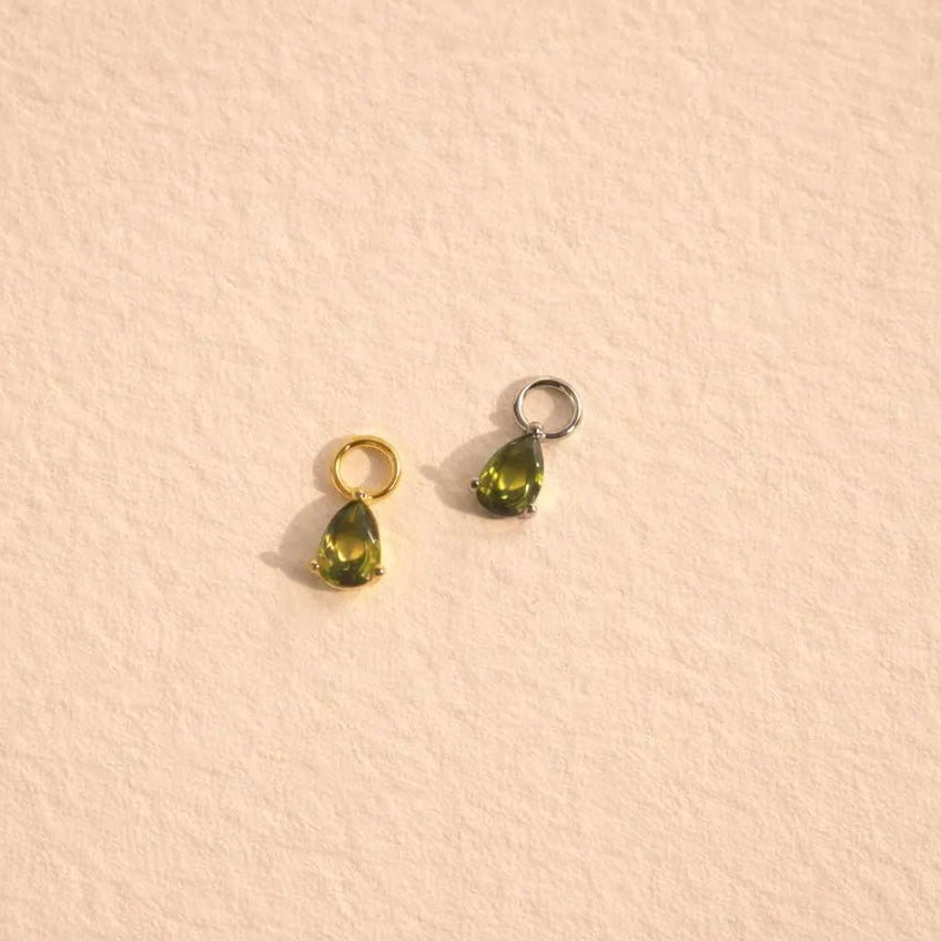 ss925 Olive Add on Earring Charm · Build Your Own Earrings · Green Water Drop Charm for Hoops · One charm per quantity