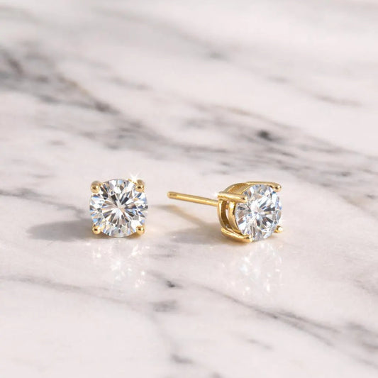 Certified VVS1 Moissanite Diamond Earrings · Screw Back · Round Cut Studs 925 Sterling Silver · 0.44ctw to 8ctw · Ethical Sourcing