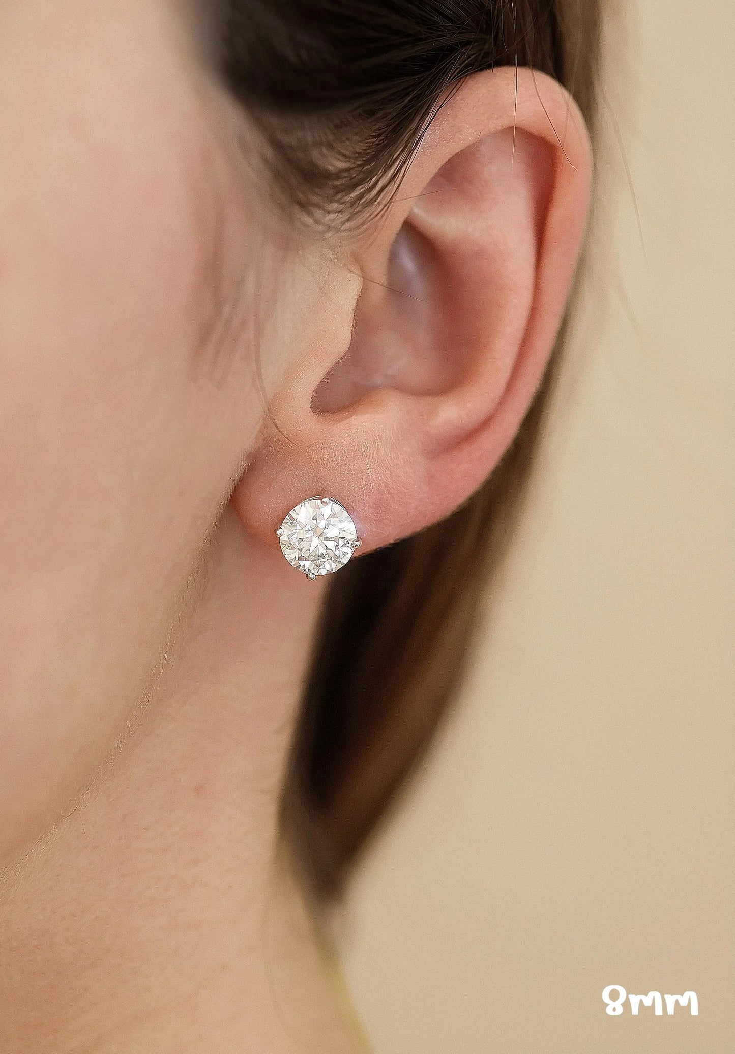 Certified VVS1 Moissanite Diamond Earrings · Screw Back · Round Cut Studs 925 Sterling Silver · 0.44ctw to 8ctw · Ethical Sourcing