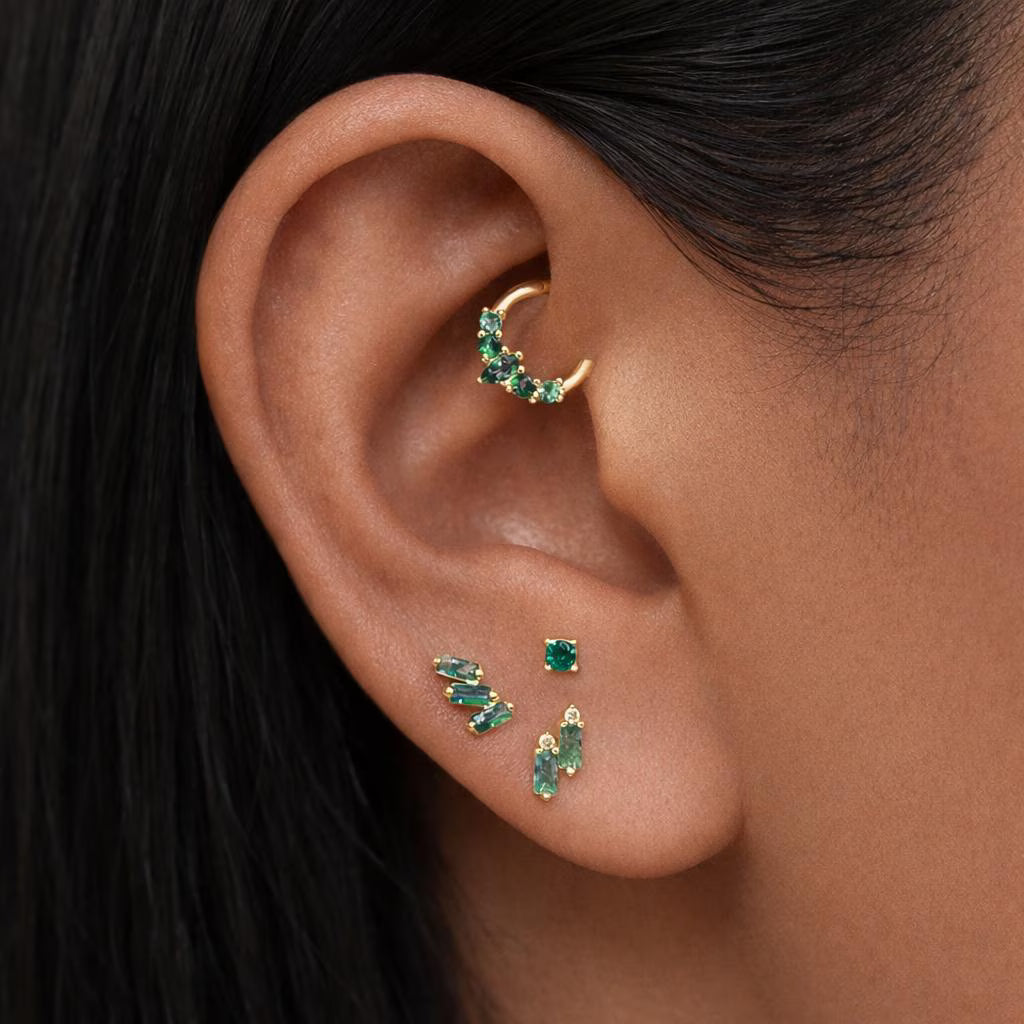 Natural Agate Moss Flat Back Earrings