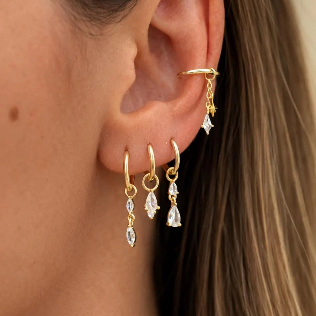 Sterling Silver 925 Add on Earring Charm · Build Your Own Earrings · Water Drop Diamond Charm for Hoops · One charm per quantity · Tassel