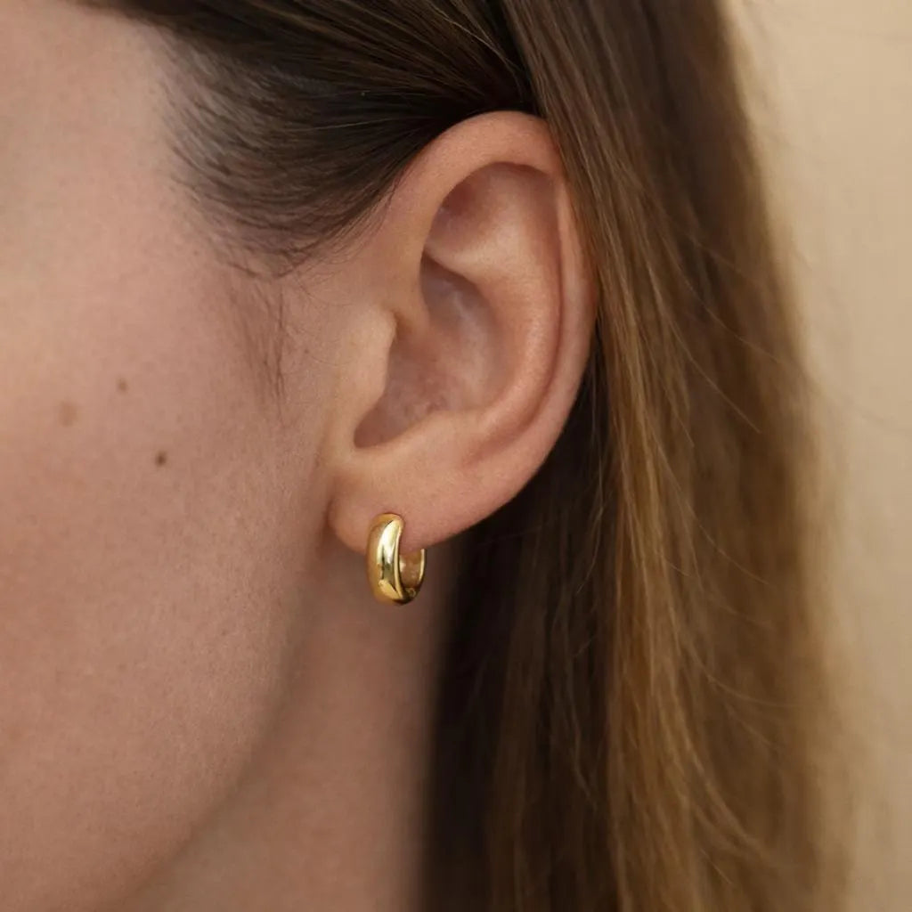 12mm · Chunky 18k Gold Hoops Earrings 925 Silver · Minimalist Thick Creoles
