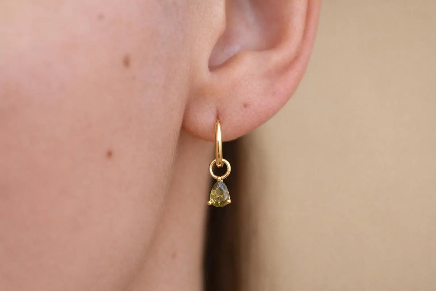 ss925 Olive Add on Earring Charm · Build Your Own Earrings · Green Water Drop Charm for Hoops · One charm per quantity