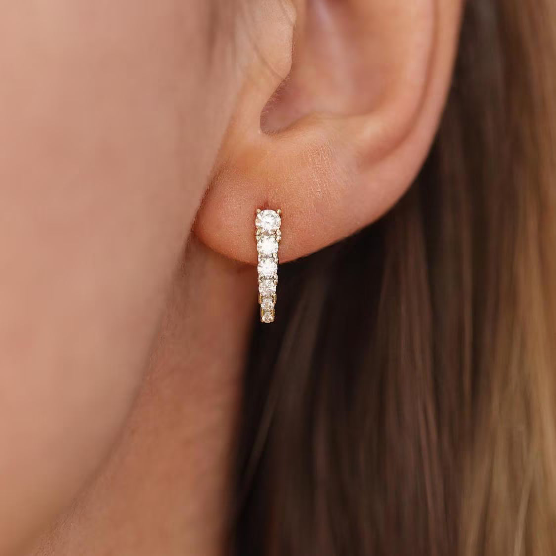 CZ Bar Drop Earring in 18k Gold 925 Sterling Silver · Minimalist Diamond Drop Bar Stud Earrings