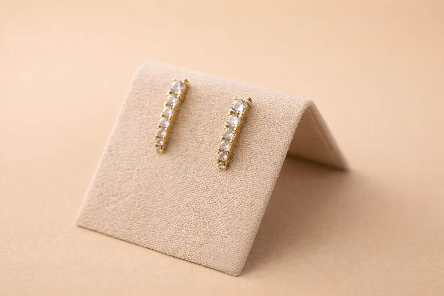 CZ Bar Drop Earring in 18k Gold 925 Sterling Silver · Minimalist Diamond Drop Bar Stud Earrings