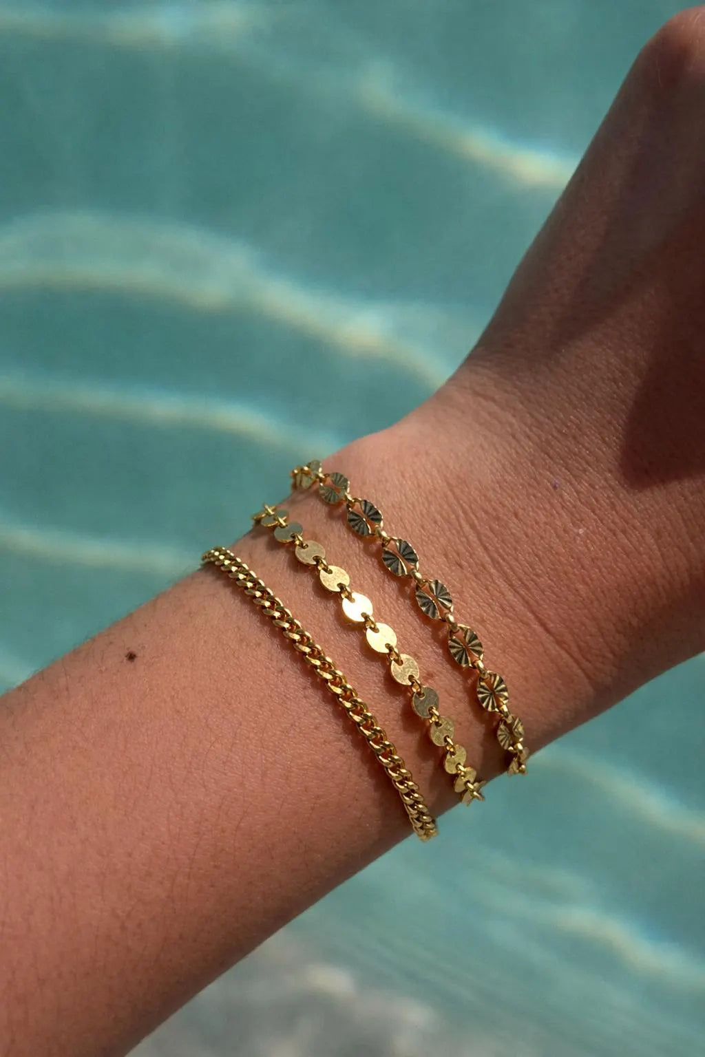 14k Gold Filled Chunky Bracelet · Sunburst Sequin Custom Length Chain