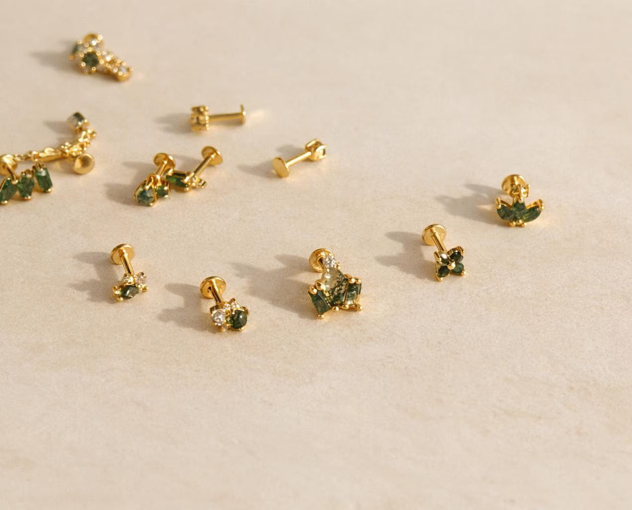 Natural Agate Moss Flat Back Earrings