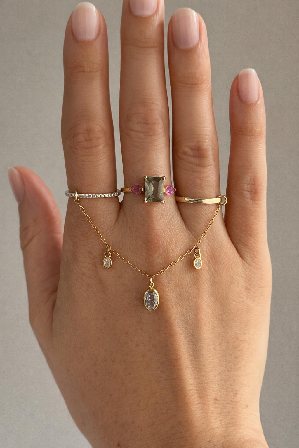 Eternity Band Ring in 925 Sterling Silver 18k Gold · Complete with a charm · Thin Stacking Ring · Domed Comfort Fit