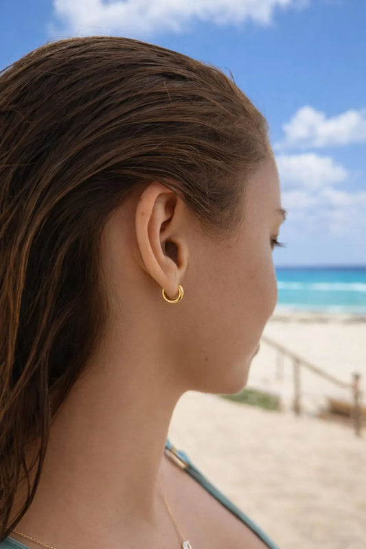 12mm · Chunky 18k Gold Hoops Earrings 925 Silver · Minimalist Thick Creoles