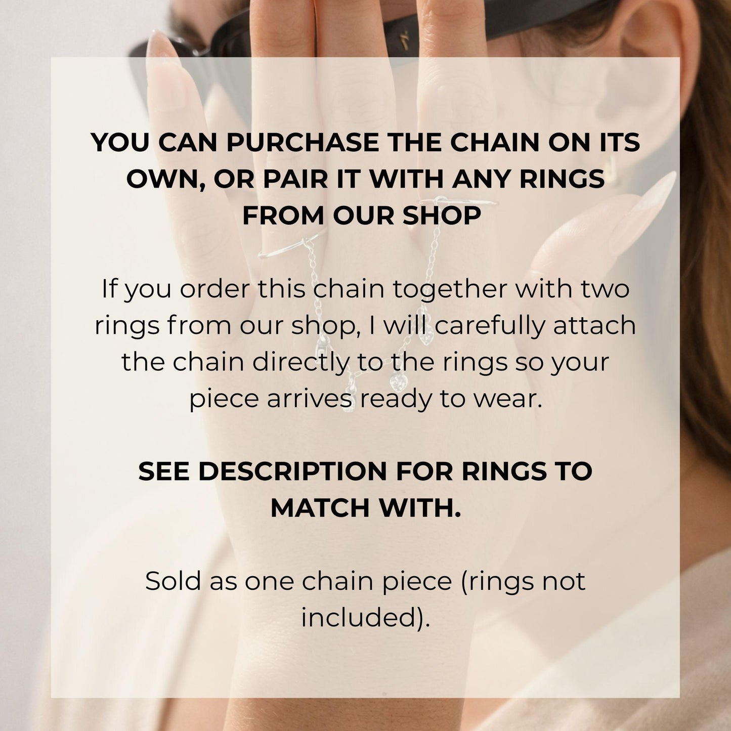 Connector Chain for Rings · Diamond Chain Band Ring · 14k Gold Filled Hand Ring Chain Add On · Easy DIY · Single Chain Piece