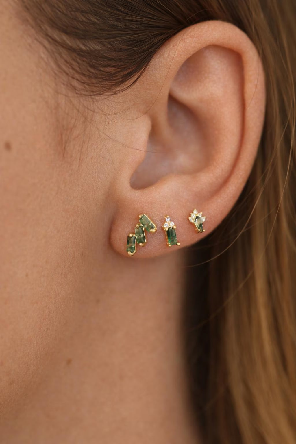 Natural Agate Moss Flat Back Earrings