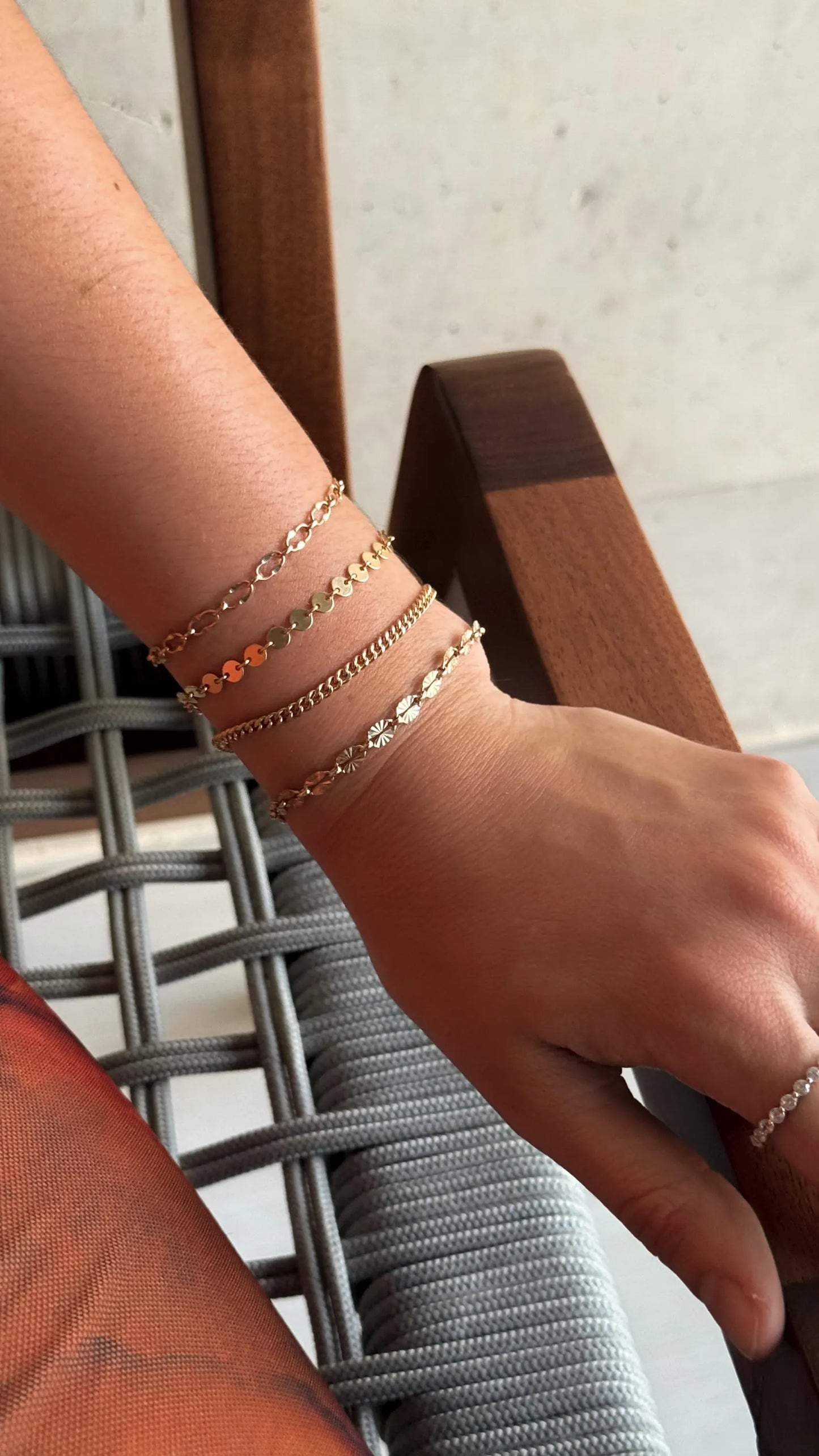 14k Gold Filled Chunky Bracelet · Sunburst Sequin Custom Length Chain