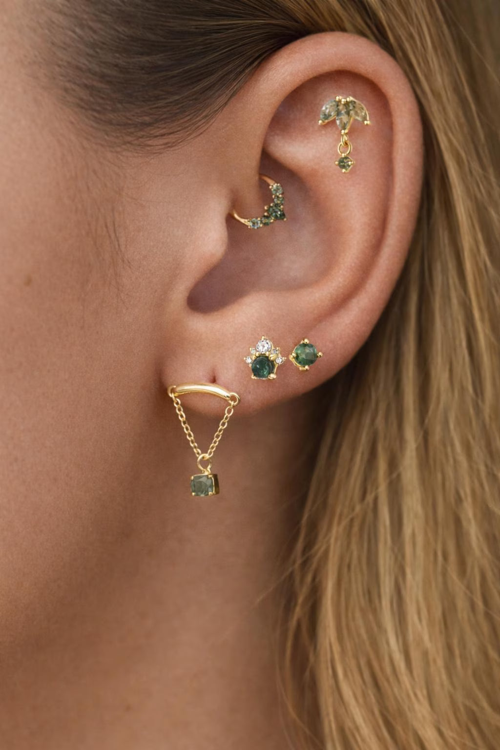 Natural Agate Moss Flat Back Earrings