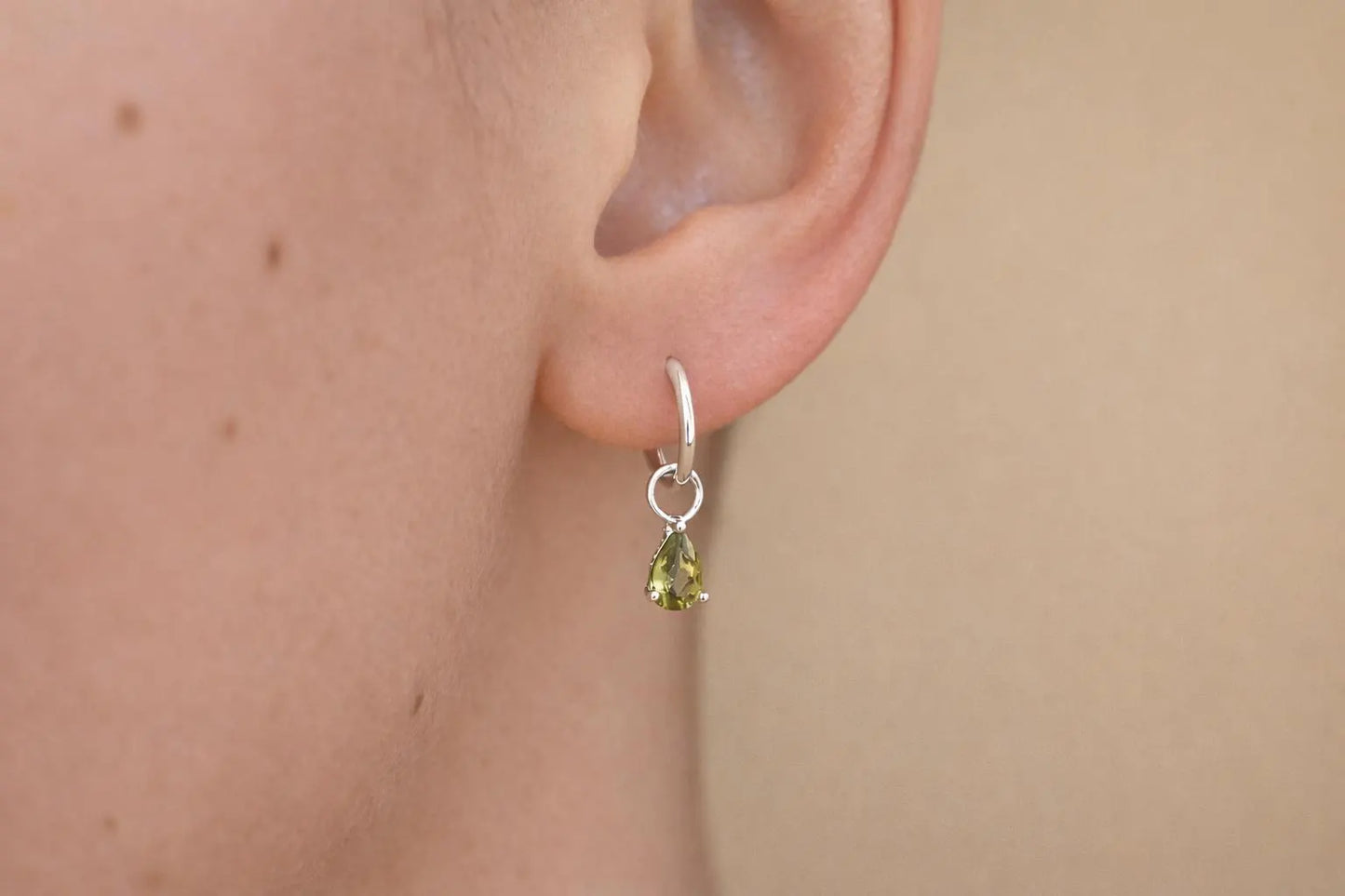 ss925 Olive Add on Earring Charm · Build Your Own Earrings · Green Water Drop Charm for Hoops · One charm per quantity