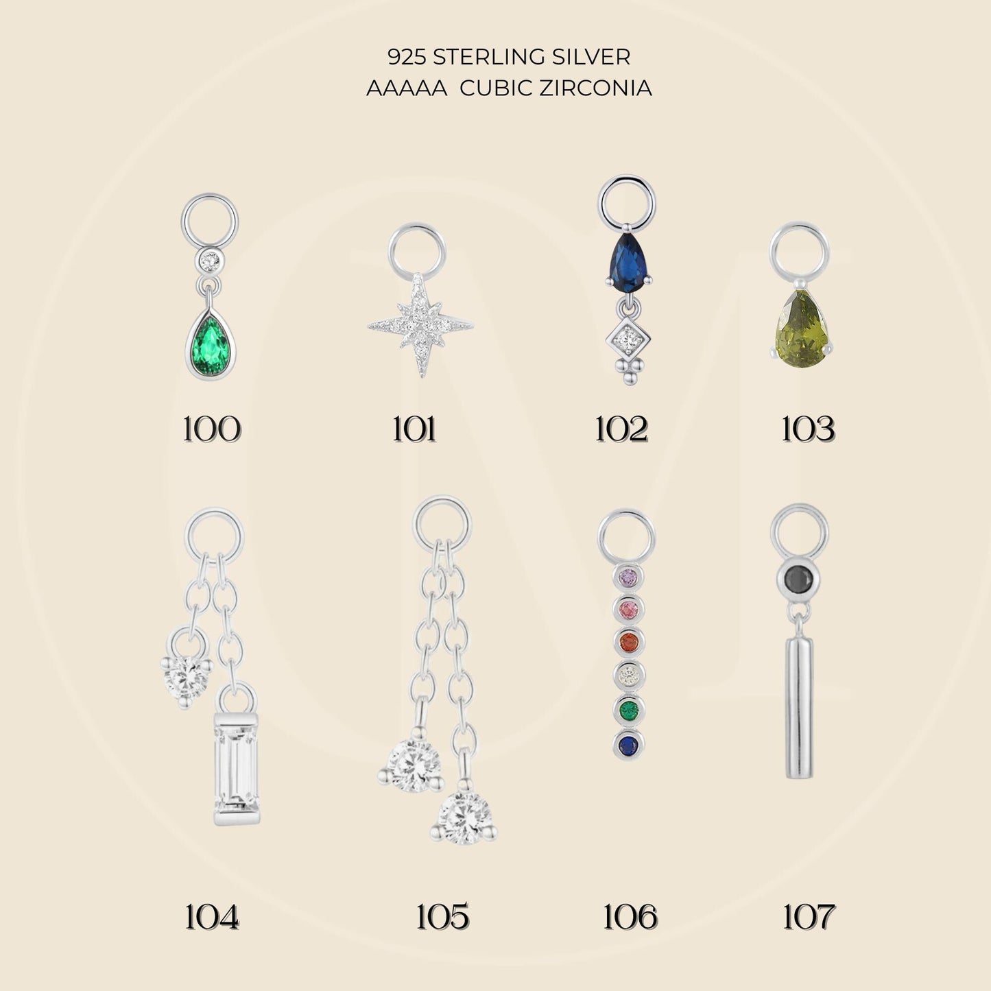 ss925 Add on Earring Charm · Build Your Own Earrings · Water Drop Star Olive Rainbow Charm for Hoops · One charm per quantity · Easy DIY