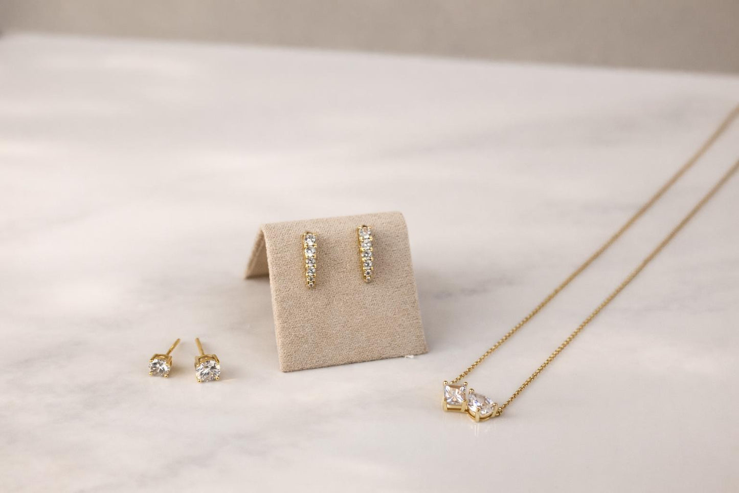 CZ Bar Drop Earring in 18k Gold 925 Sterling Silver · Minimalist Diamond Drop Bar Stud Earrings