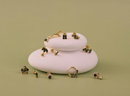 Natural Agate Moss Flat Back Earrings