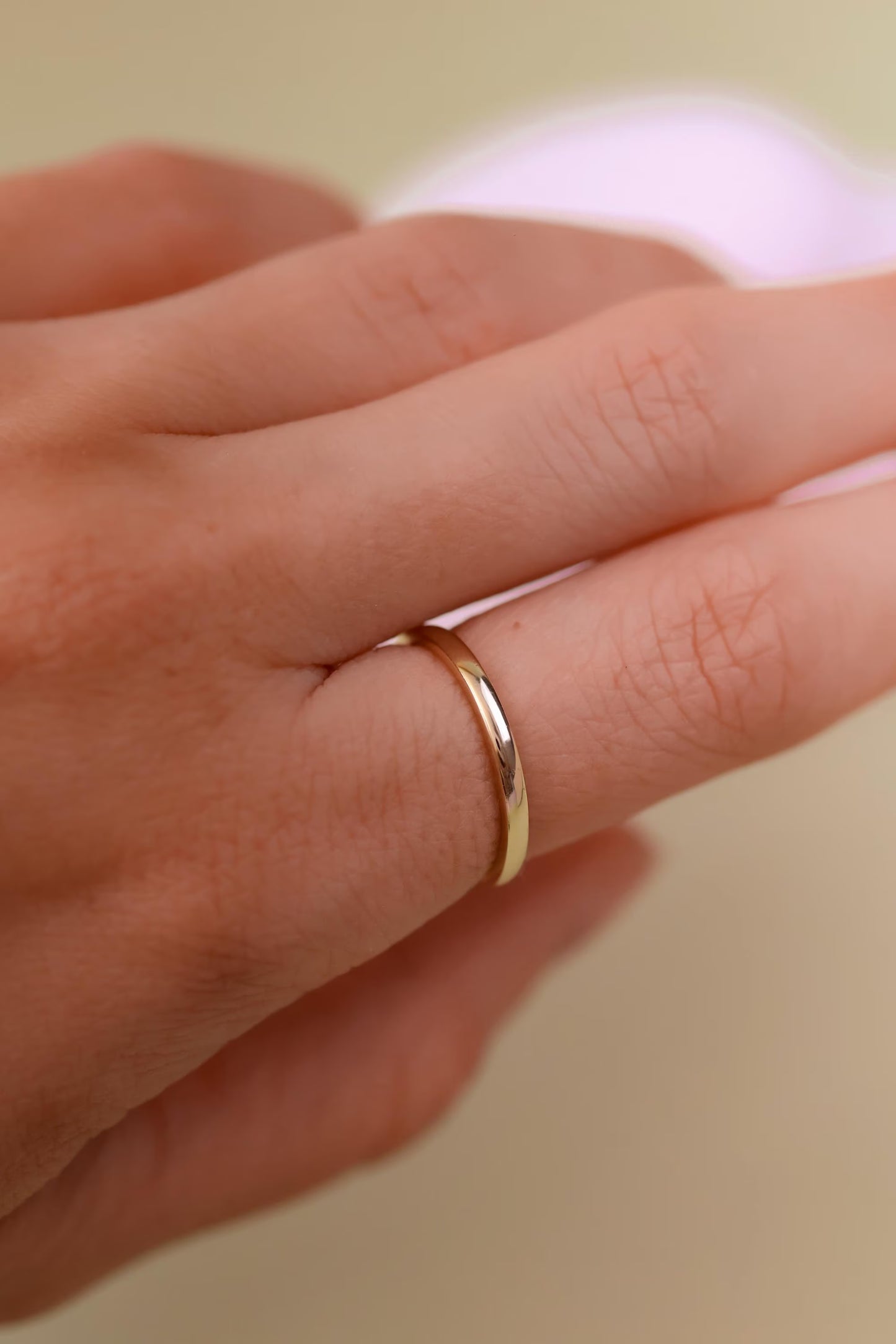 Eternity Band Ring in 925 Sterling Silver 18k Gold · Complete with a charm · Thin Stacking Ring · Domed Comfort Fit