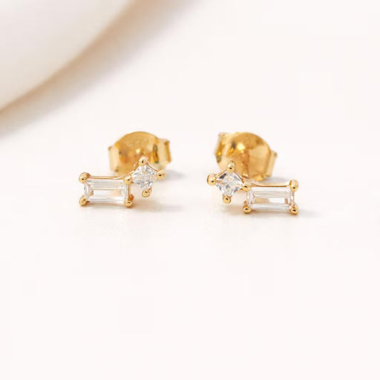 18k Gold Vermeil Multi Baguette Stud Earrings