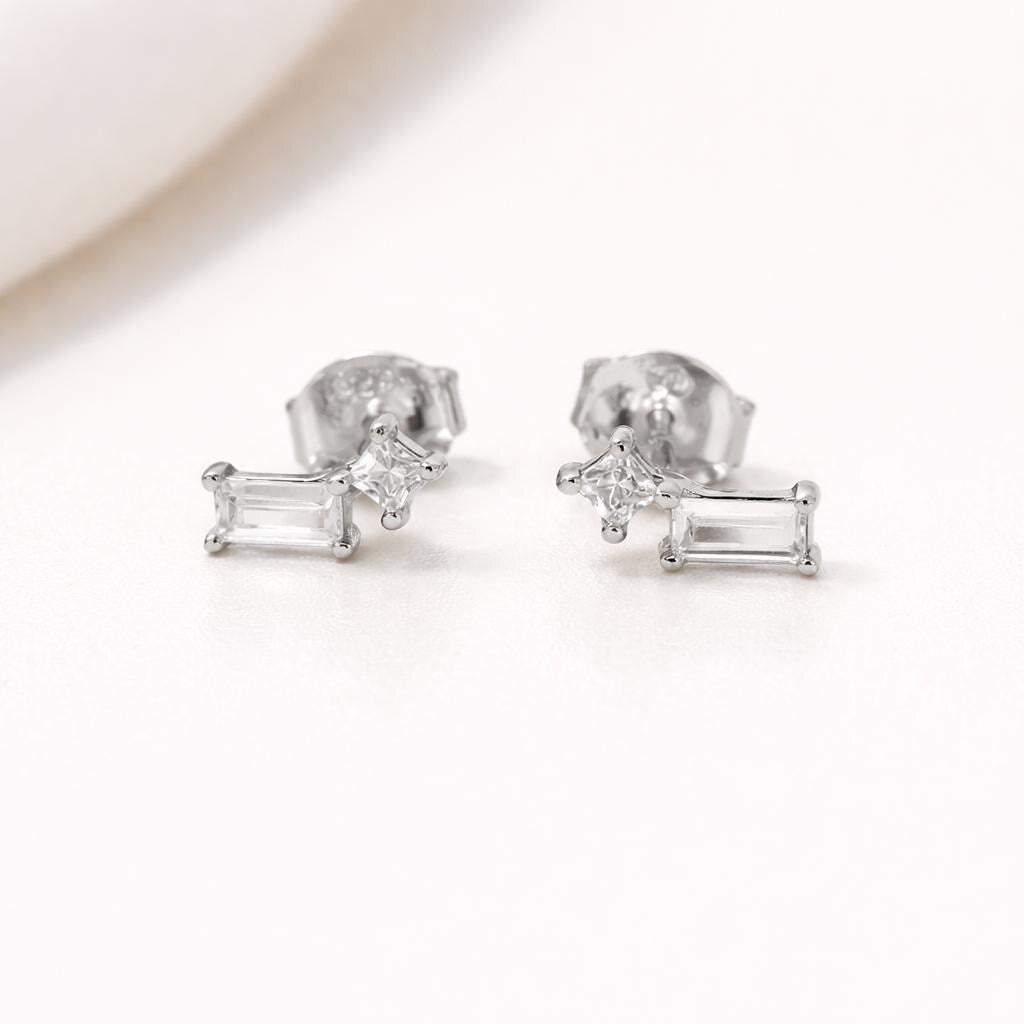 18k Gold Vermeil Multi Baguette Stud Earrings